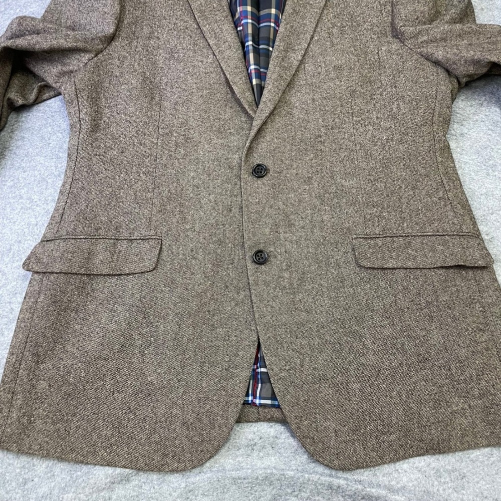 US Polo Assn Elbow Patch Tweed Jacket Blazer Mens Sz 50L Tan Hopsack Wool Blend - Picture 3 of 16